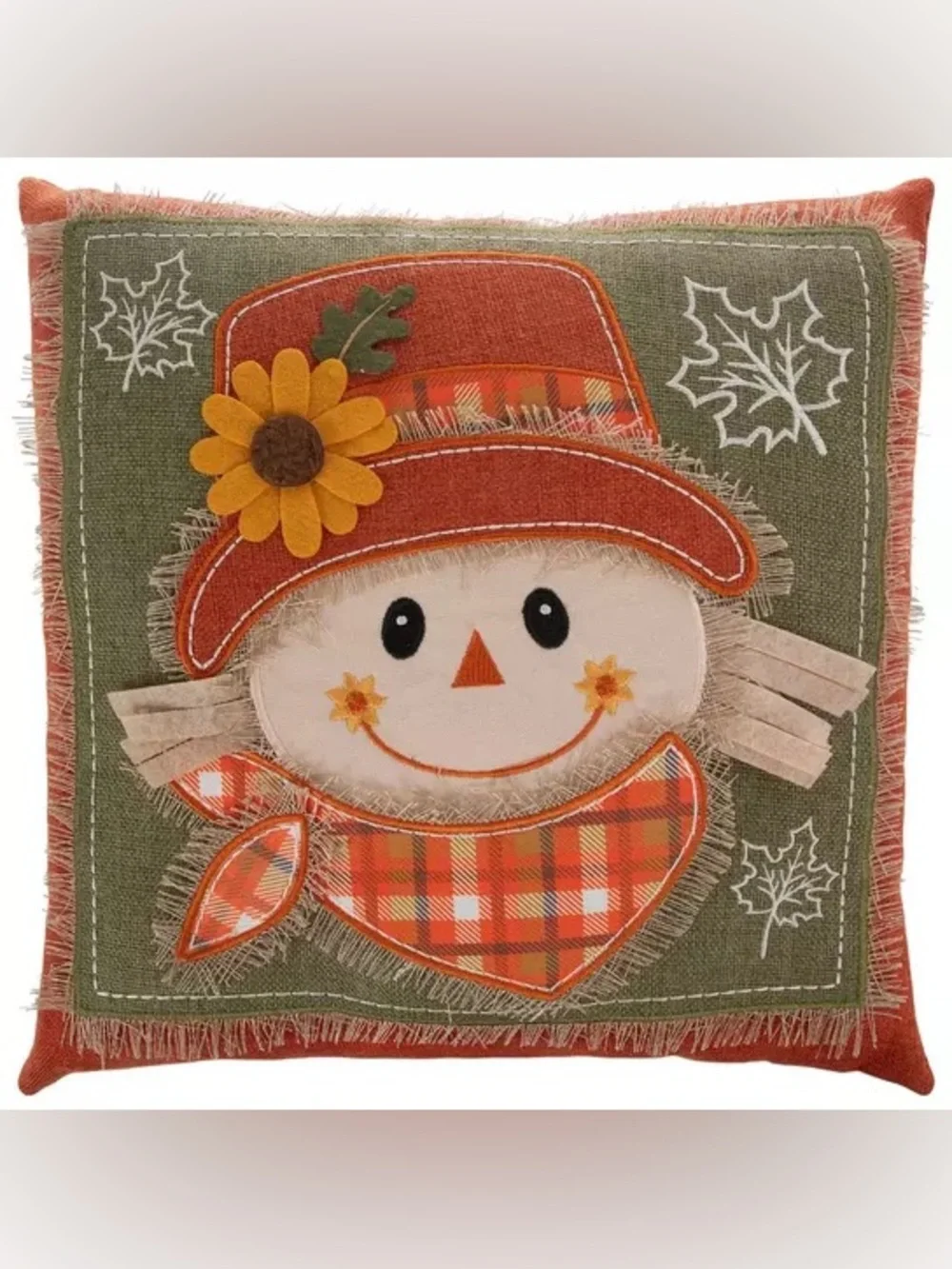 Orange & Green Plaid Scarecrow Pillow